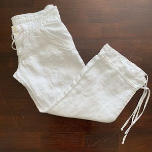 Juicy Couture Linen White Cropped Capri Pants